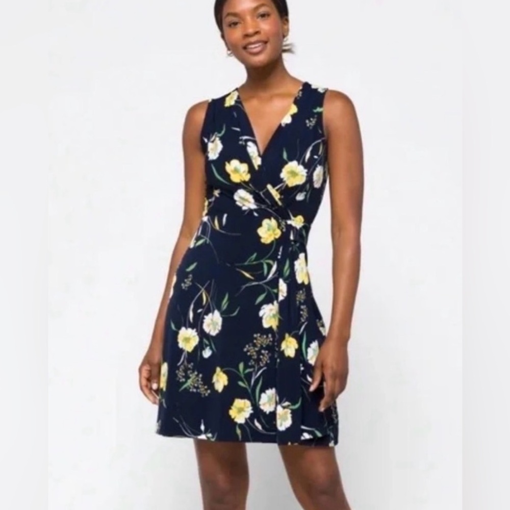 Floral Sleeveless Dress - Black and Yellow